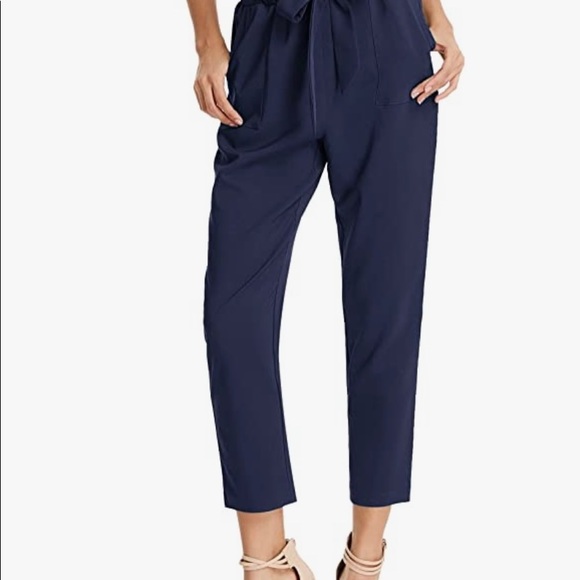 Grace Karin Pants - NWT! Navy High rise ankle trousers with tie front